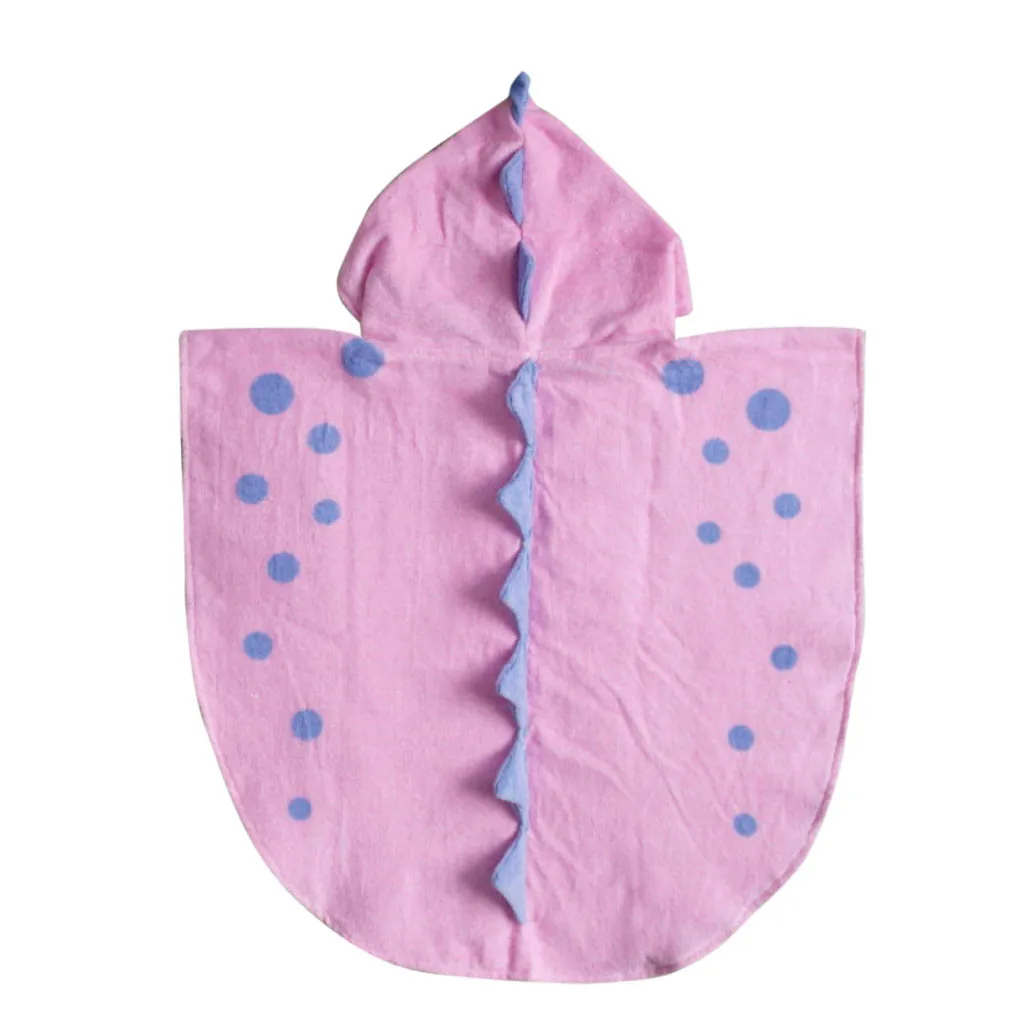 Мягкое детское пончо с капюшоном и мультяшным динозавром для мальчиков девочек