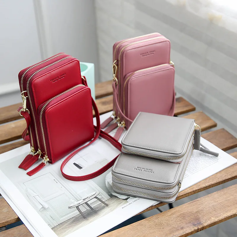 new style female fashion large-capacity one-shoulder ladies wallet diagonal bag solid color multi-compartment mobile phone bag