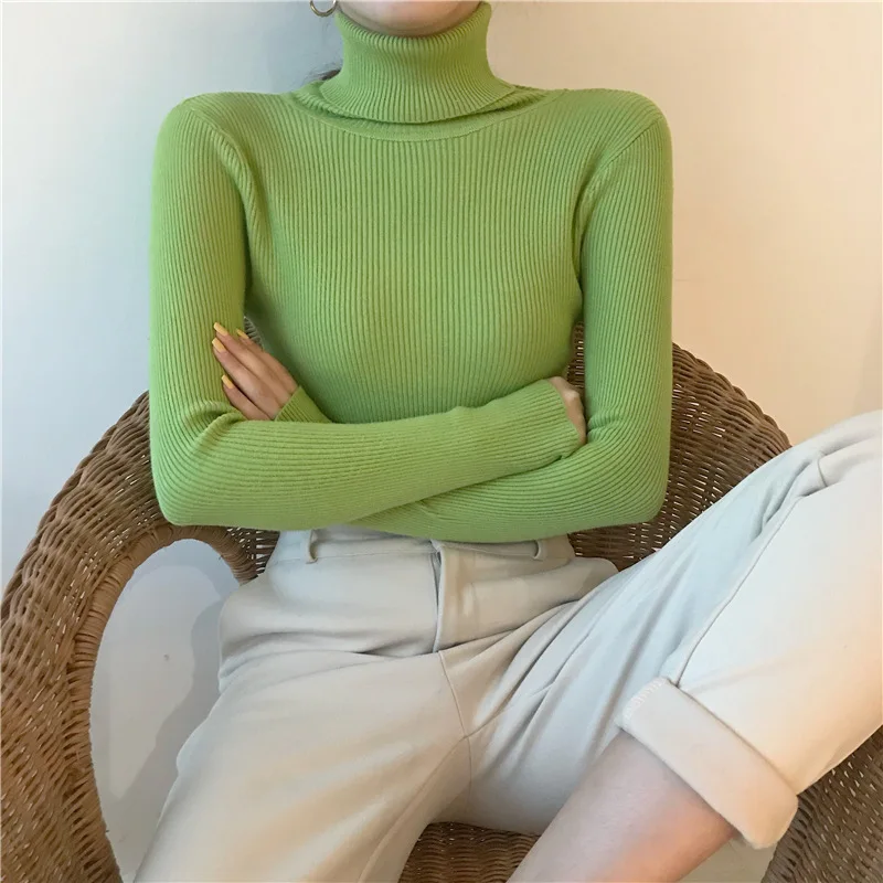 

Neophil Women Knitted Ribbed Sweater Pullover Turtleneck Long Sleeve Jumper Knitting Winter Skinny Elastic Pull Femme SW21731