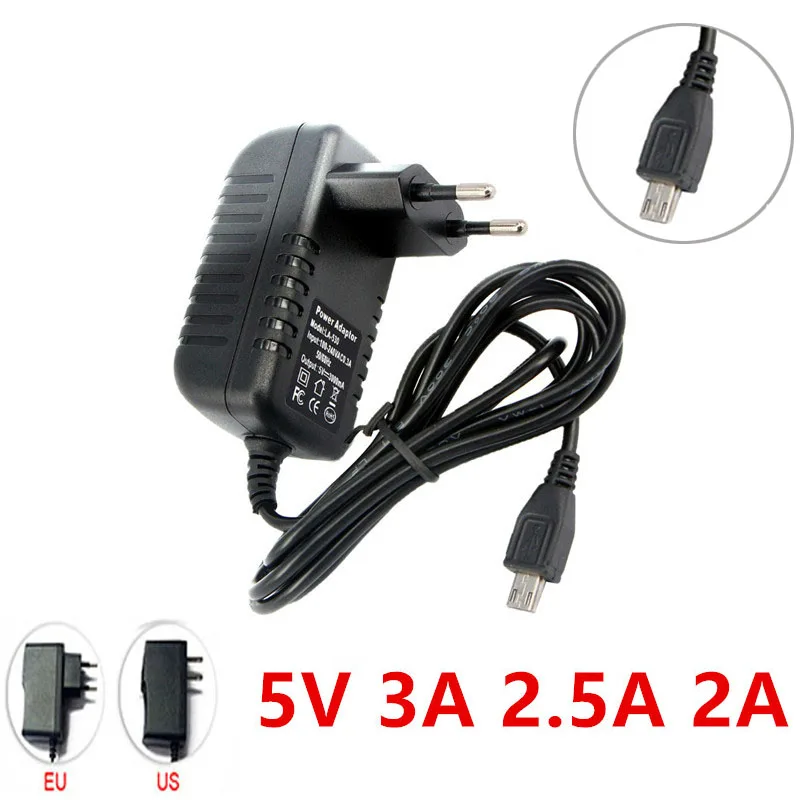 

Power Adapter DC 5V 3A 2.5A 2A Micro USB 5 V Volt AC DC Power Adapter Supply Charger 220V To 12V For Raspberry Pi Zero Tablet Pc