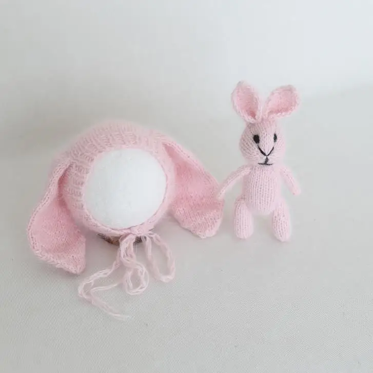 hat and toy Фиолетовый Ангорский набор шляп для новорожденных пушистый стрейч обертывание Пеленальный мешочек реквизит для фотосъемки детская мягкая шапка, аксессуары для фотографий - Цвет: hat and toy
