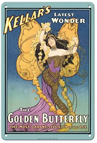 

Harry Kellar’s Latest Wonder - The Golden Butterfly - Magic Poster c.1906- Metal Sign