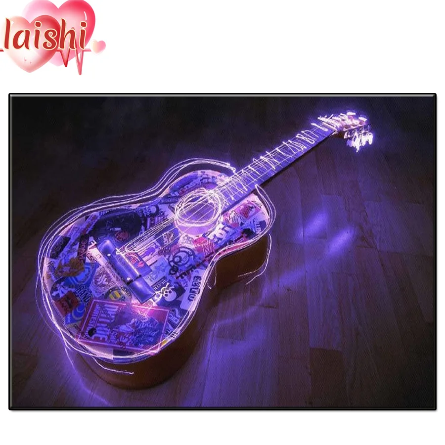 3D Diy светящаяся электрическая гитара алмазная живопись Стразы Алмазная вышивка
