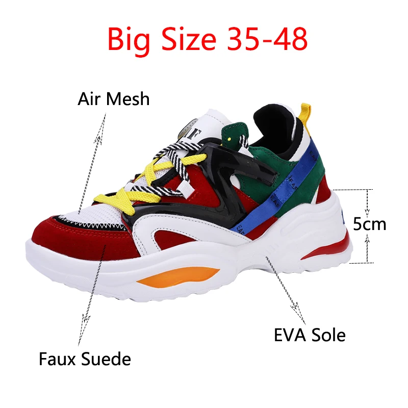 

New Fashion Women Running Shoes High Quality Fashion men's Shoes Chunky Sneakers Breathable Mesh Men Sports Shoes Plus size35-48