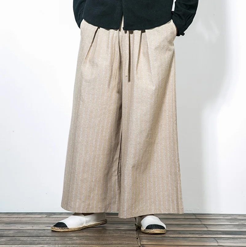 Новинка китайский стиль мужские Модные свободные удобные брюки хлопок лен