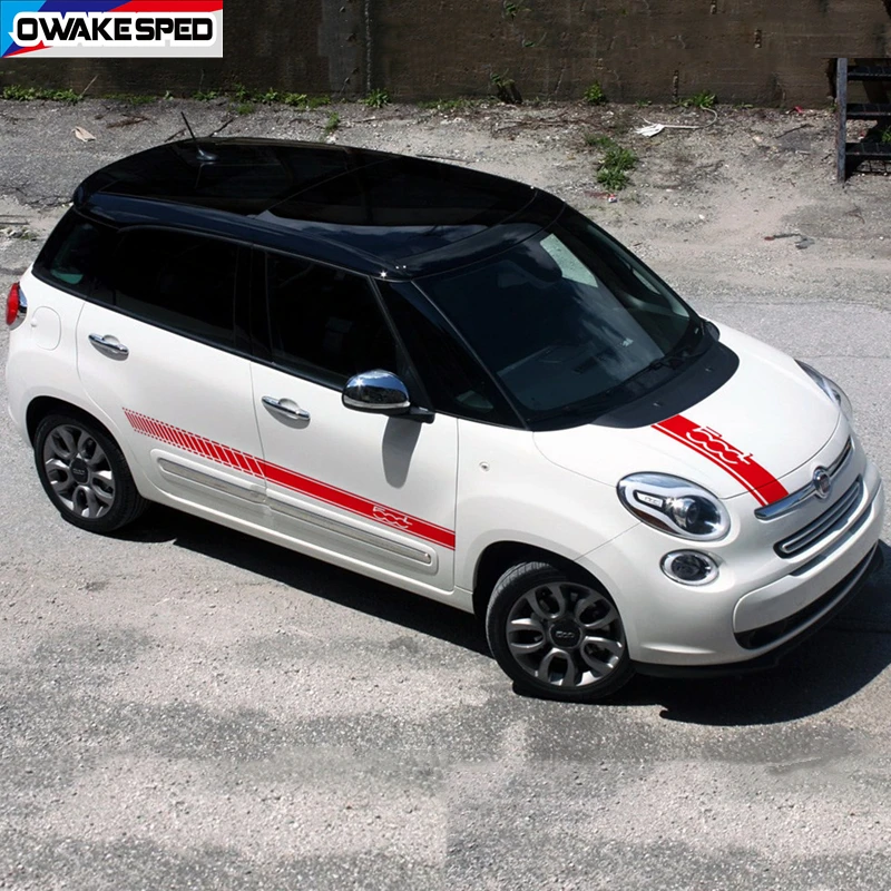 

3pcs Car Door Side Decor Sticker For Fiat 500L Sport Edition Stripes Auto Body Film Car Engine Cover Vinyl Decals Accessories
