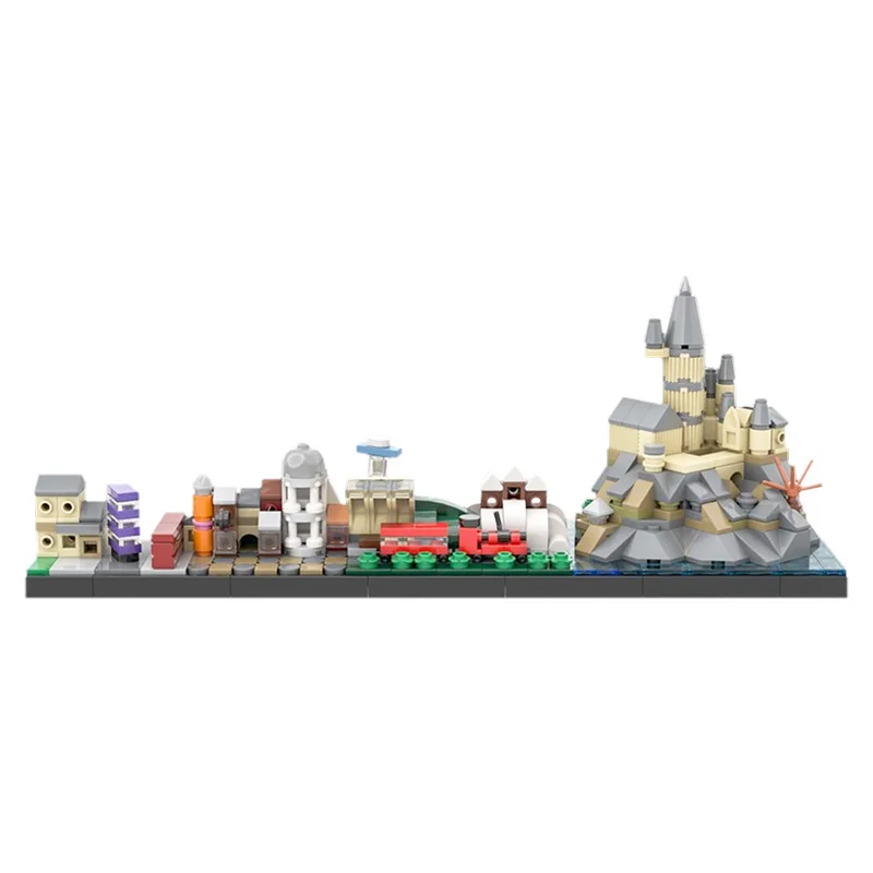 

MOC The Journey To Magic-School Skyline Building Blocks Bricks Street View Movie Model Creative Architecture Children Toys Gifts