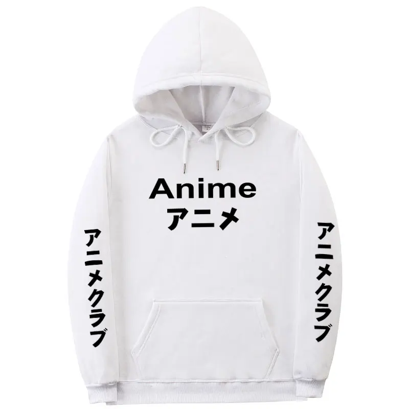Толстовка с капюшоном Японская уличная одежда белая мультяшным принтом Sudadera Hombre