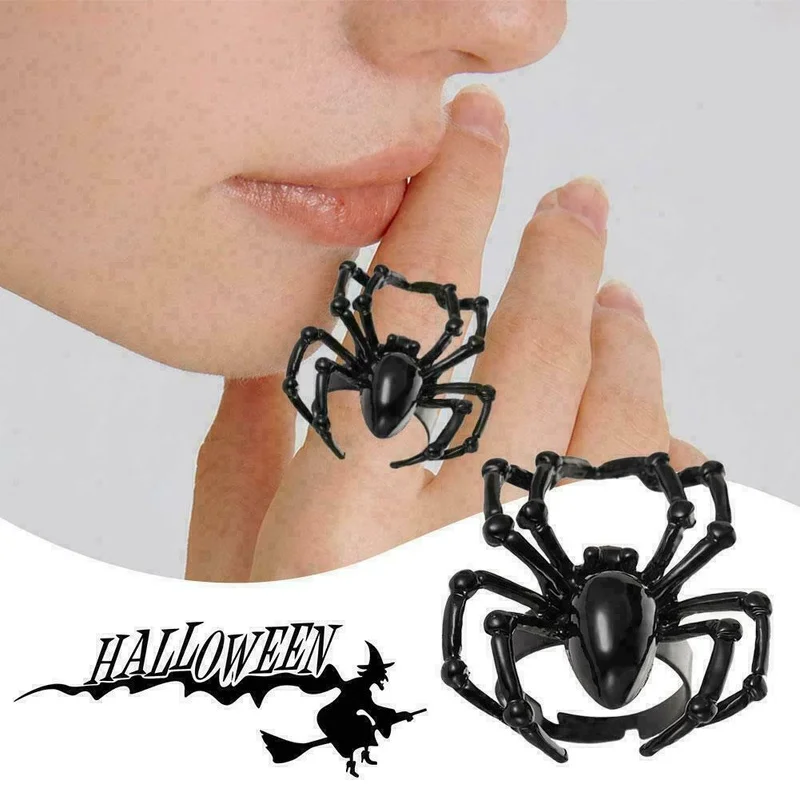 Кольцо с пауком для мужчин и женщин Готическая имитация животного регулируемое
