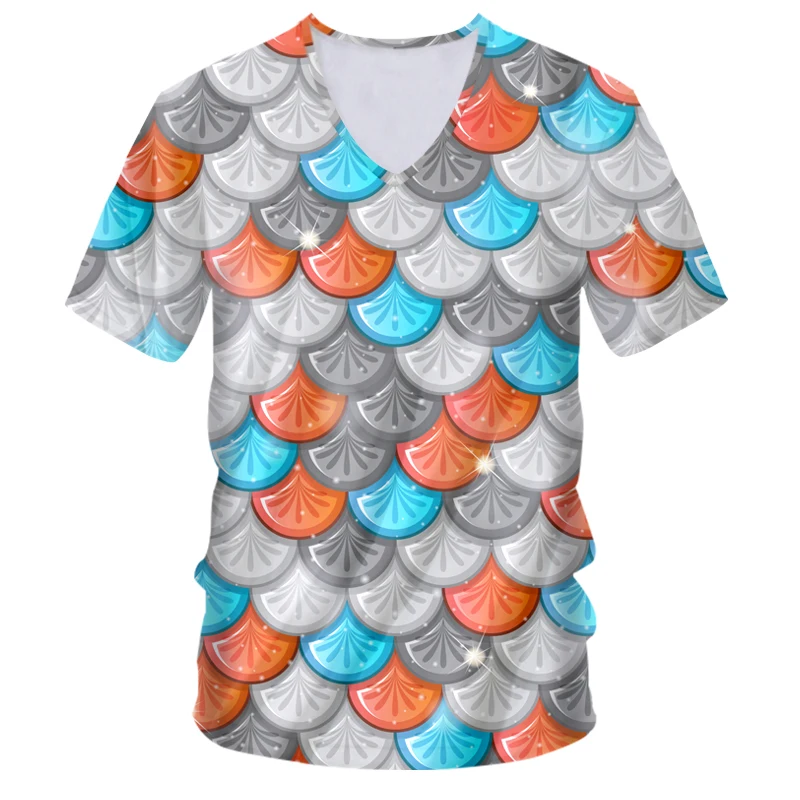 

Мужская/Женская Повседневная футболка с забавным принтом русалки, 3D футболки с рыбьей шкалой, женская уличная одежда, футболки в стиле панк ...