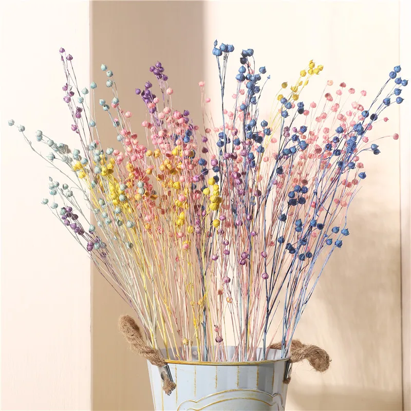 Dried Flax Beanreal Flowers Bouquets Natural Wheat ears Broom grass Dyed hair grass