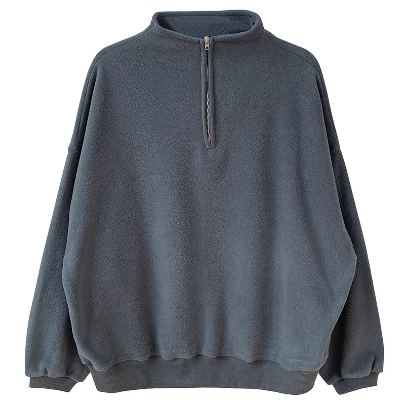 

Fall/winter new style stand-up collar fleece sweater women design niche zipper pullover plus fleece top 259