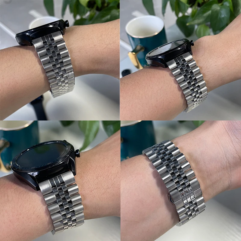 22mm 20mm Stainless Steel Strap Band for Samsung Galaxy Watch 3 41 45mm Gear S3 Watch 46mm 42mm for Amazift Metal Wrist Bracelet