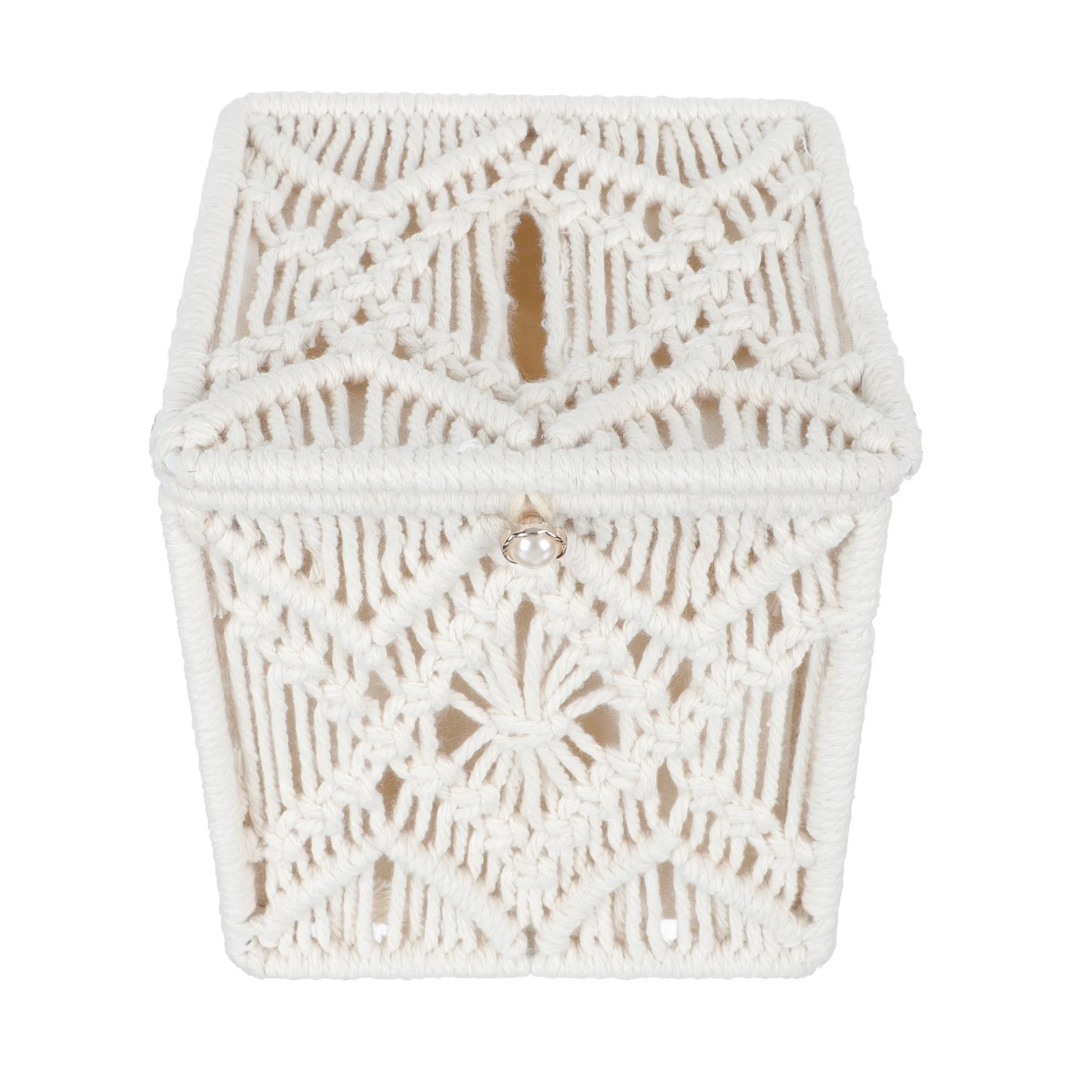 

1Pc Retro Desktop Tissue Storage Box Cotton Rope Storage Holder (Beige)