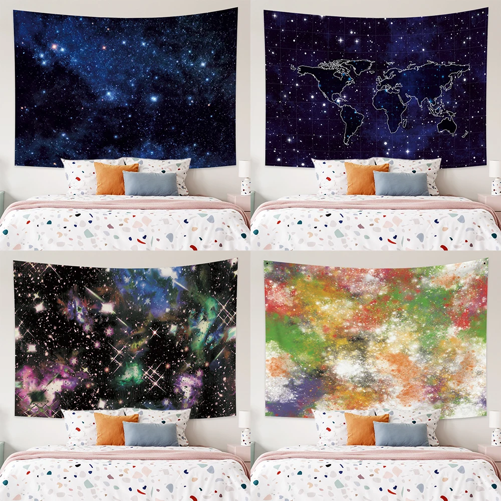 

Laeacco Constellation Tapestry Fantasy Starry Sky Blanket Galaxy Space Psychedelic Towel Wall Hanging Bedroom Decor Polyester