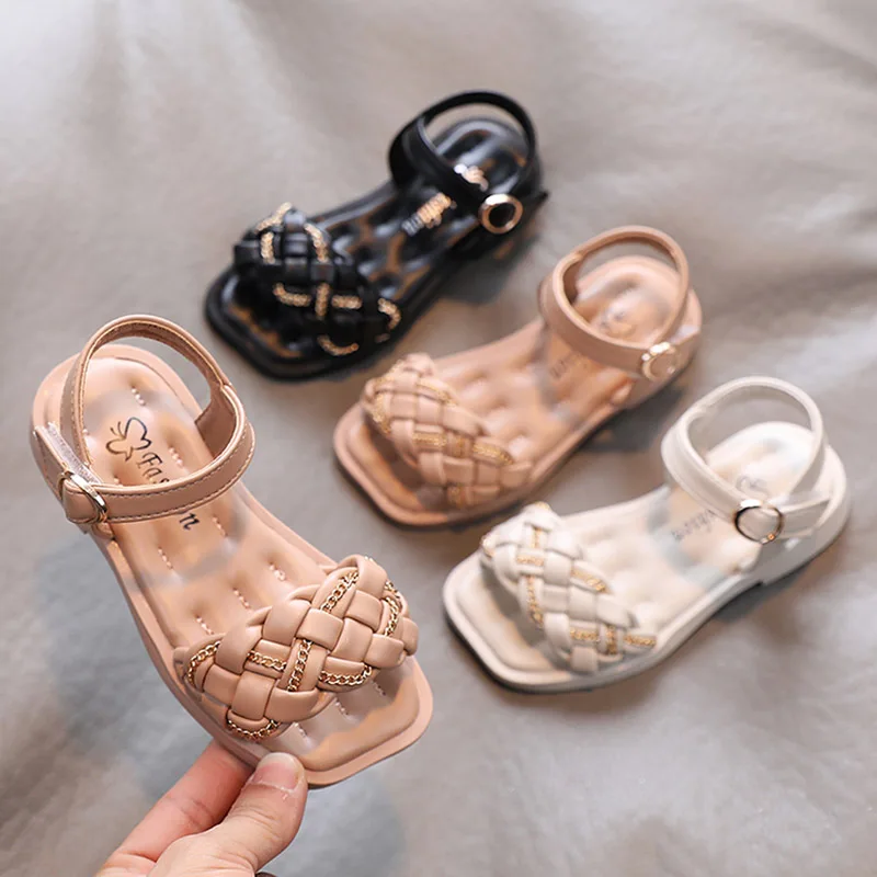 

Girls Sandals Weave Princess Shoes 2022 Summer New Style Gladiator Sandals Kids Children Big Girls Ankle Strap Roma Beach Shoes