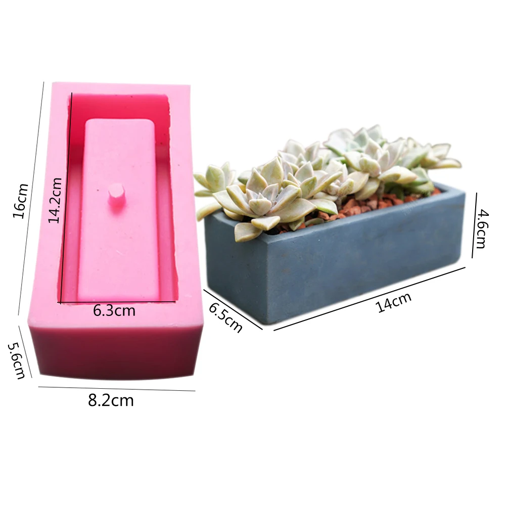

3D Silicone Molds Clear Water Concrete Cement Flower Pot Silicone Concrete Mold Rectangular Flower Pot Silicone Concrete Molds