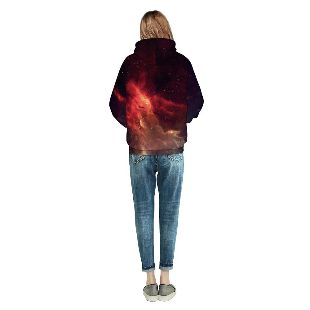 

3d Sweatshirts Men/Women Hooded Streetwear Funny Print Red Space Galaxy Hiphop Hoodies Pullover YXQL065