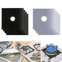 4pc6pc8pc with gas burner cover non stick boiler burner lining kitchen gas stove protector cut easy to clean