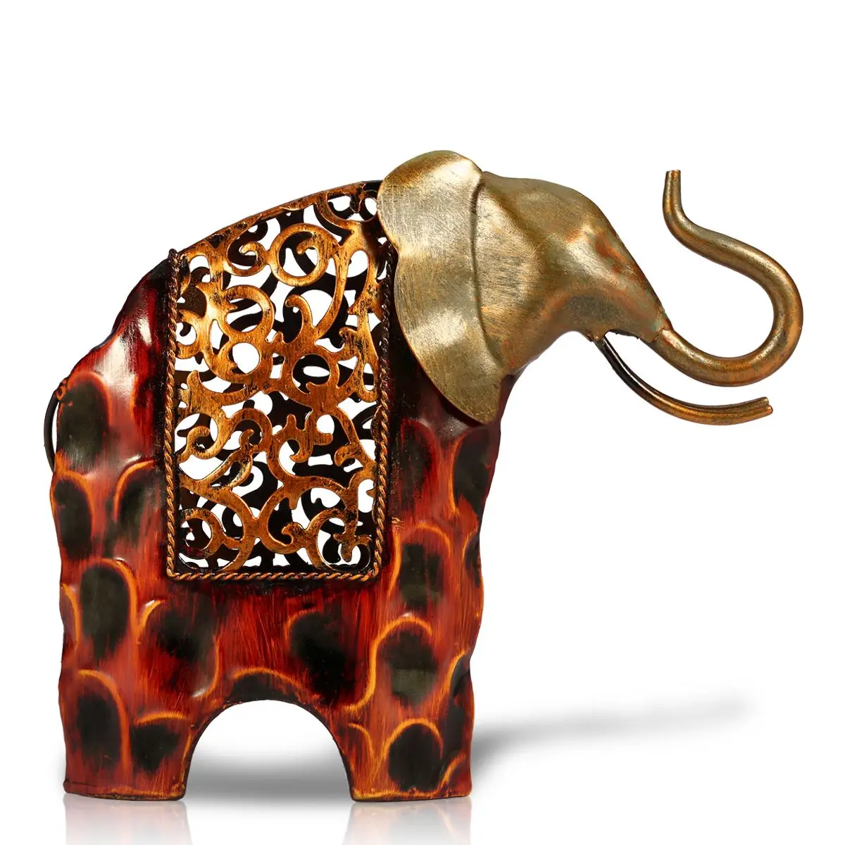

Carved Iron Art Elephant Metal Animal Sculpture Home Furnishing Articles For Study Living Room Office Handicrafts