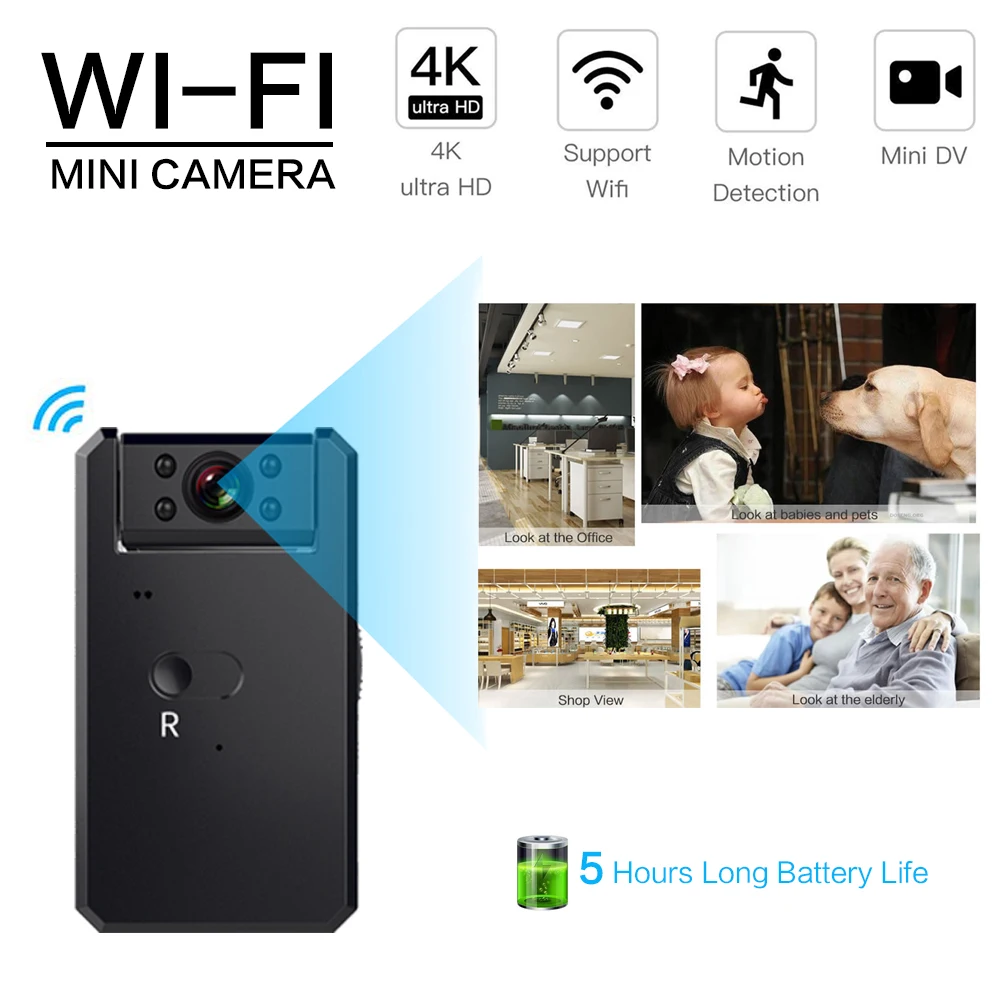 Мини камера видеонаблюдения 4K Wi Fi HD 1080P|Компактные видеокамеры| |