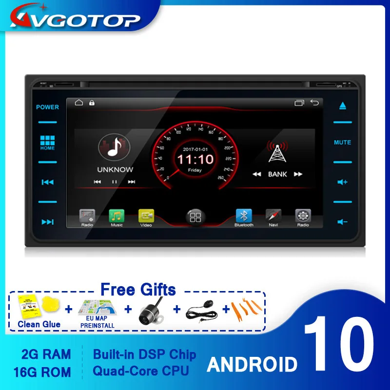 AVGOTOP Android 10 WINCE Bluetooth GPS автомобильное радио мультимедиа для TOYOTA COROLLA 2000 2006 HILUX 2001 2011