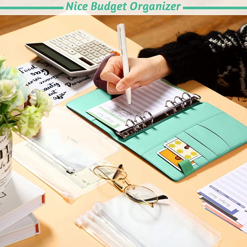 A6 PU Leather Notebook Binder Budget Planning Notepad 6 Ring Covers for Bill | Канцтовары для офиса и дома
