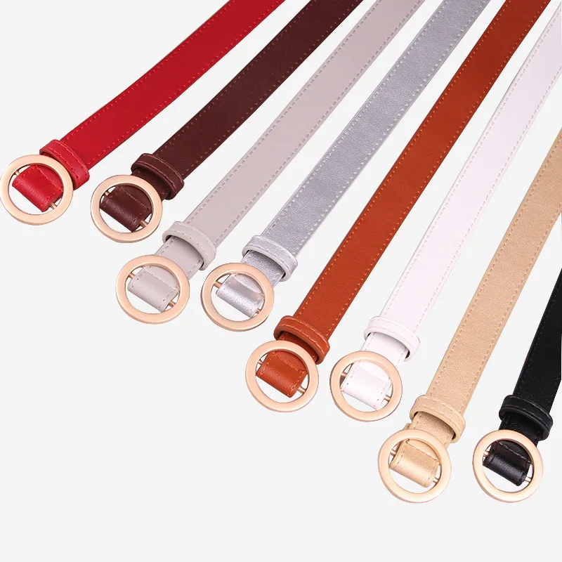 Высокое качество женские ПУ кожаные металлические кольца пряжки пояса Твердые