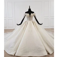 bgw ht4714 luxury wedding gowns v neck short sleeves beading sequin pattern lace up ball gown wedding dress vestidos de noiva