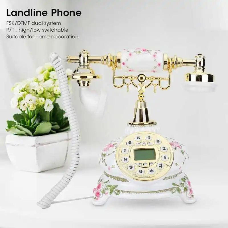Домашний офис ретро циферблат винтажный античный телефон стационарный FSK/DTMF