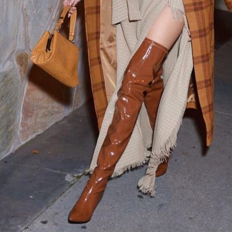 

Сверхвысокие женские сапоги на шпильке, с острым носком, 10 см