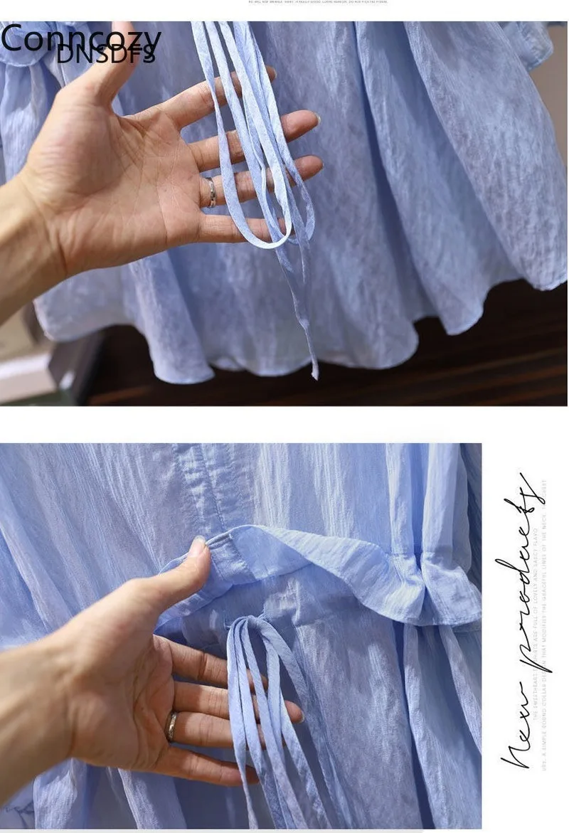 

White Shirt Women Spring Summer Solid Color Chiffon Blouses Korean Fashion Clothing V Neck Tie Tops Casual Plus Size Top Blusas