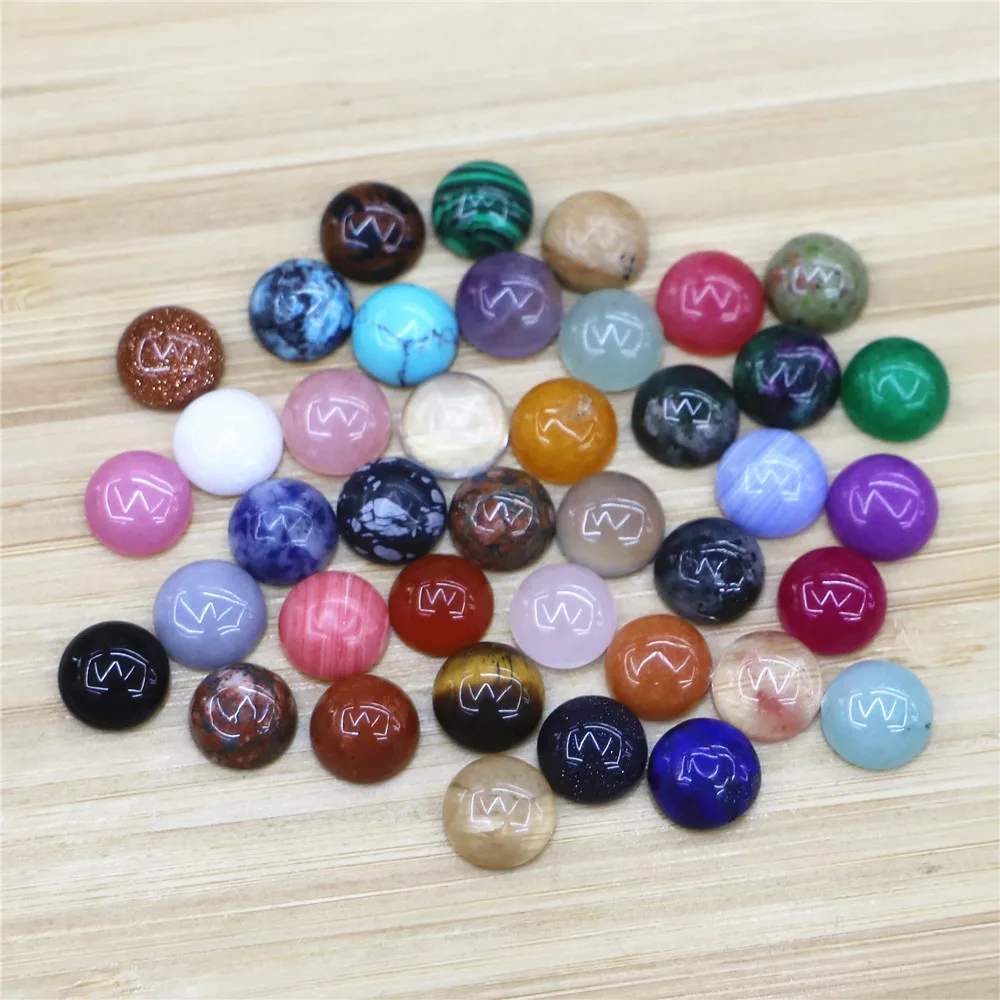 

40pcs Natural Stones Round Loose Beads Cabochon Cameo Fit DIY Ring Earrings for Jewelry Making 6 8 10 12 14 Mm Beads Cabochon
