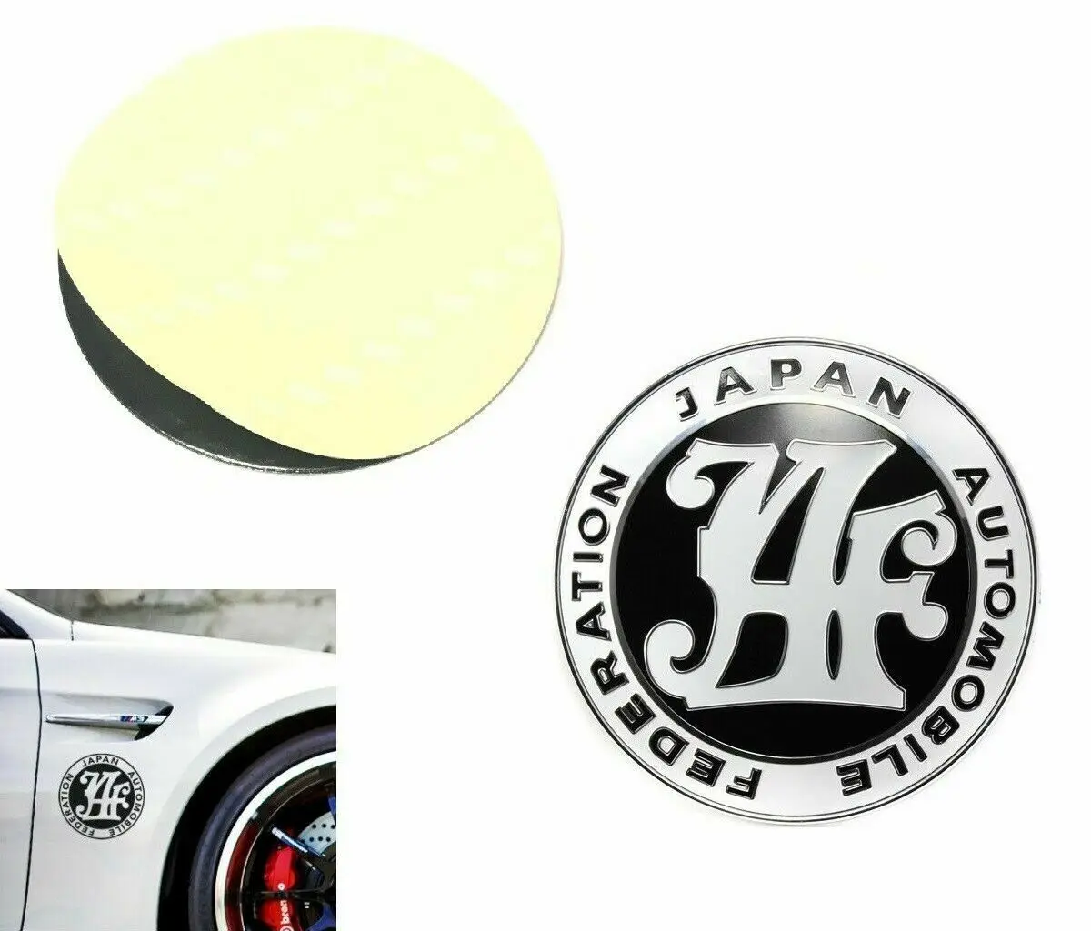 

Black Metal JAF Japan Automobile Federation JDM Car Emblems Badge Decal Sticker