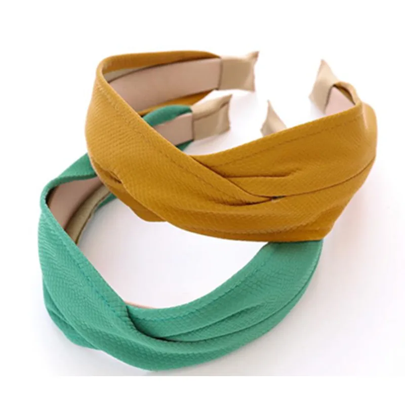 

Wide PU Cross Headbands for Women Autumn/Winter Hair Ornament Solid Leather Hairbands Korean Adults Hair Accessories Head Band