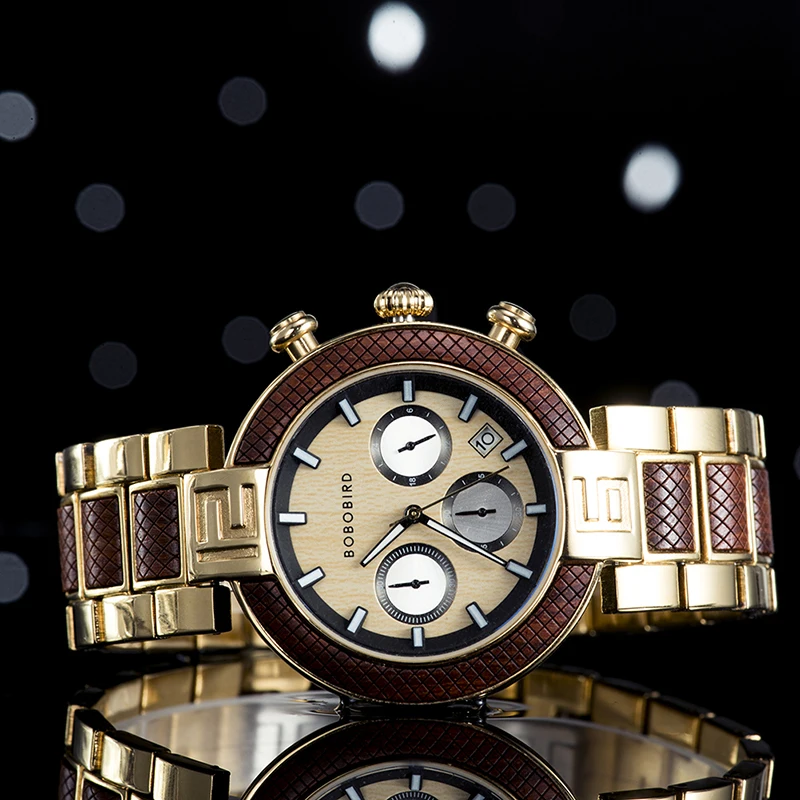 Мужские деревянные кварцевые часы с секундомером ручной работы|Кварцевые