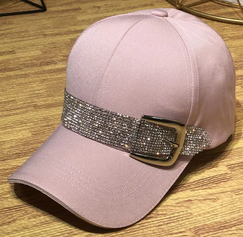 Стразы пояс Snapback шляпа хлопок сплошной цвет кристалл бейсболка модная крутая