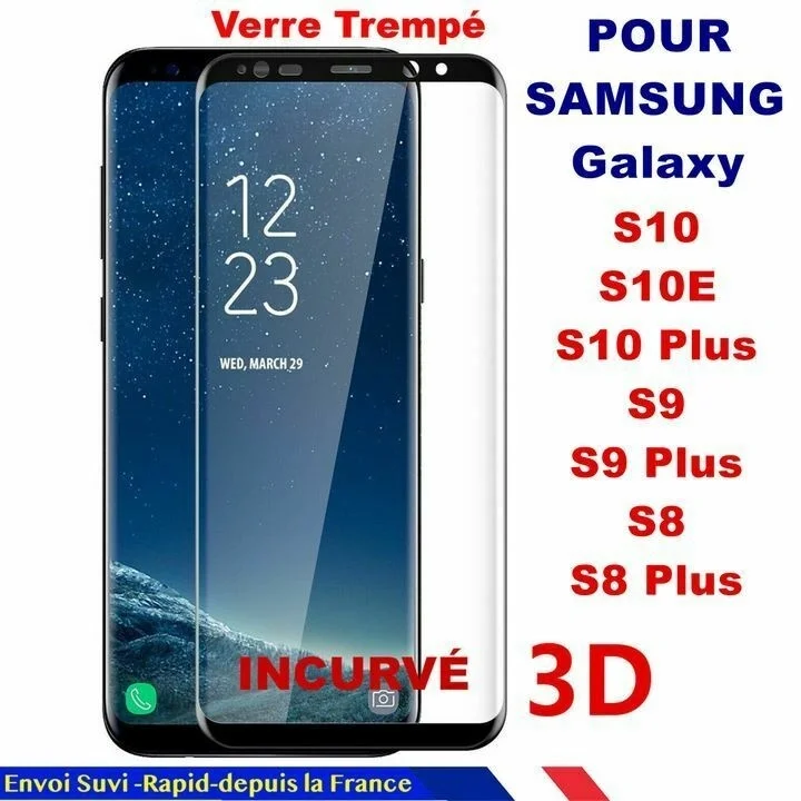 

VITRE VERRE TREMPE SAMSUNG S9 S8 S7 S10 3D FILM PROTECTION ECRAN INTGRAL TOTAL