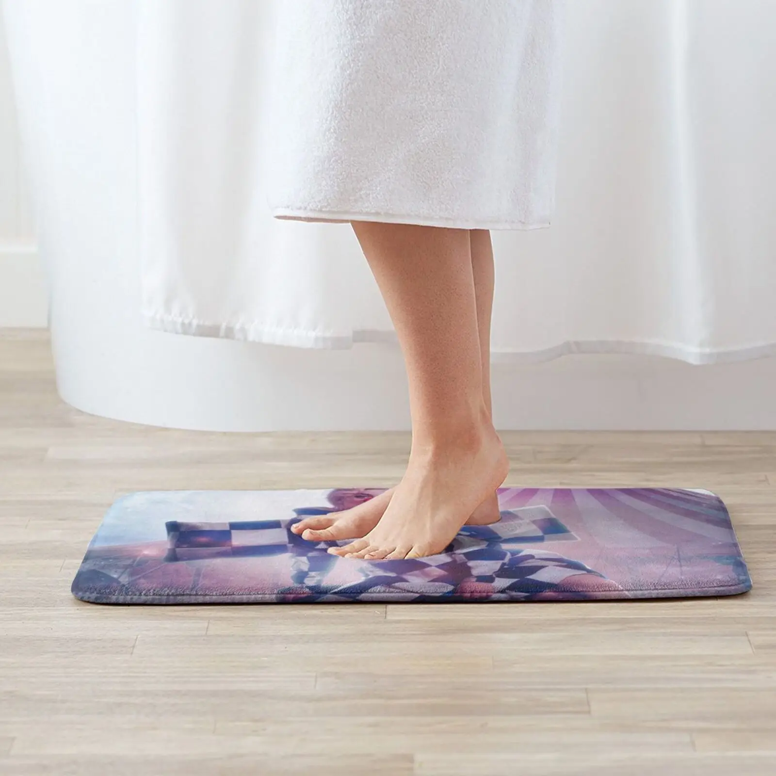 Мягкий коврик Smile домашний с рисунком неонового флага и неба