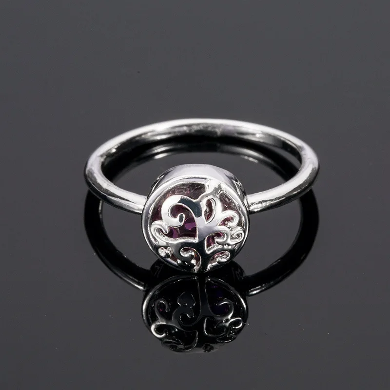 

Milangirl Hot Sale Ring Simple Retro Round Hollow Carved Pink Crystal Tree of Life Ring Temperament Girl Party Jewelry Hot Sale