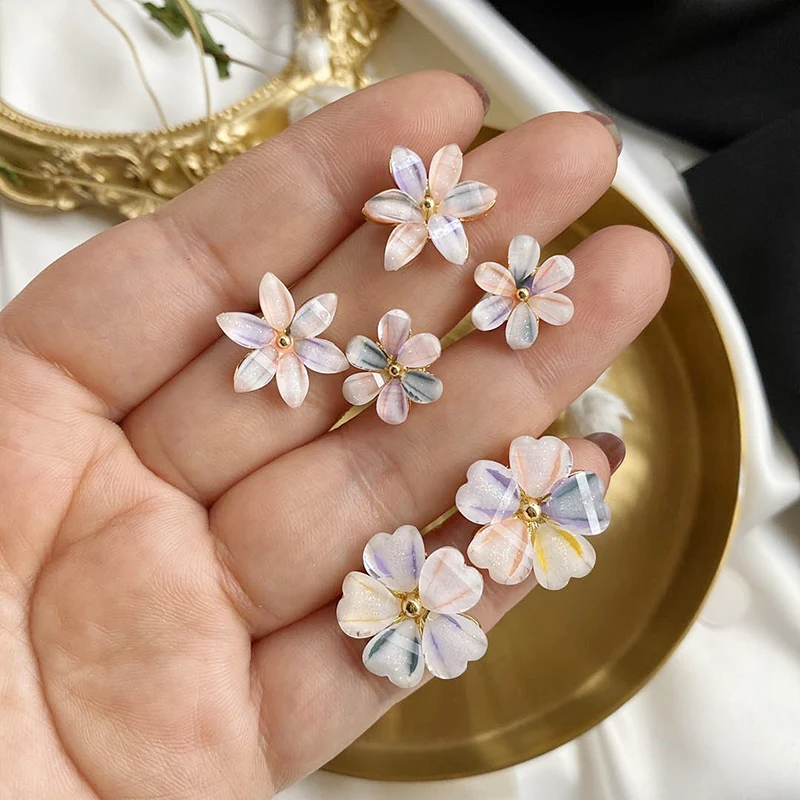 Милые яркие серьги хрустальный цветок для женщин корейские Девушки Элегантные