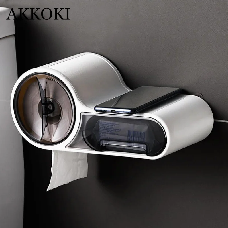 

Многофункциональный держатель для туалетной бумаги, настенный подвесной контейнер для хранения, Бесплатная Пробивка, коробка для салфеток...