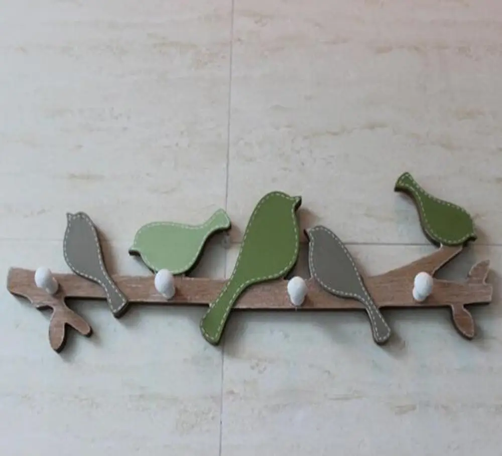 Милый мультяшный деревянный настенный крючок в виде птицы | Дом и сад