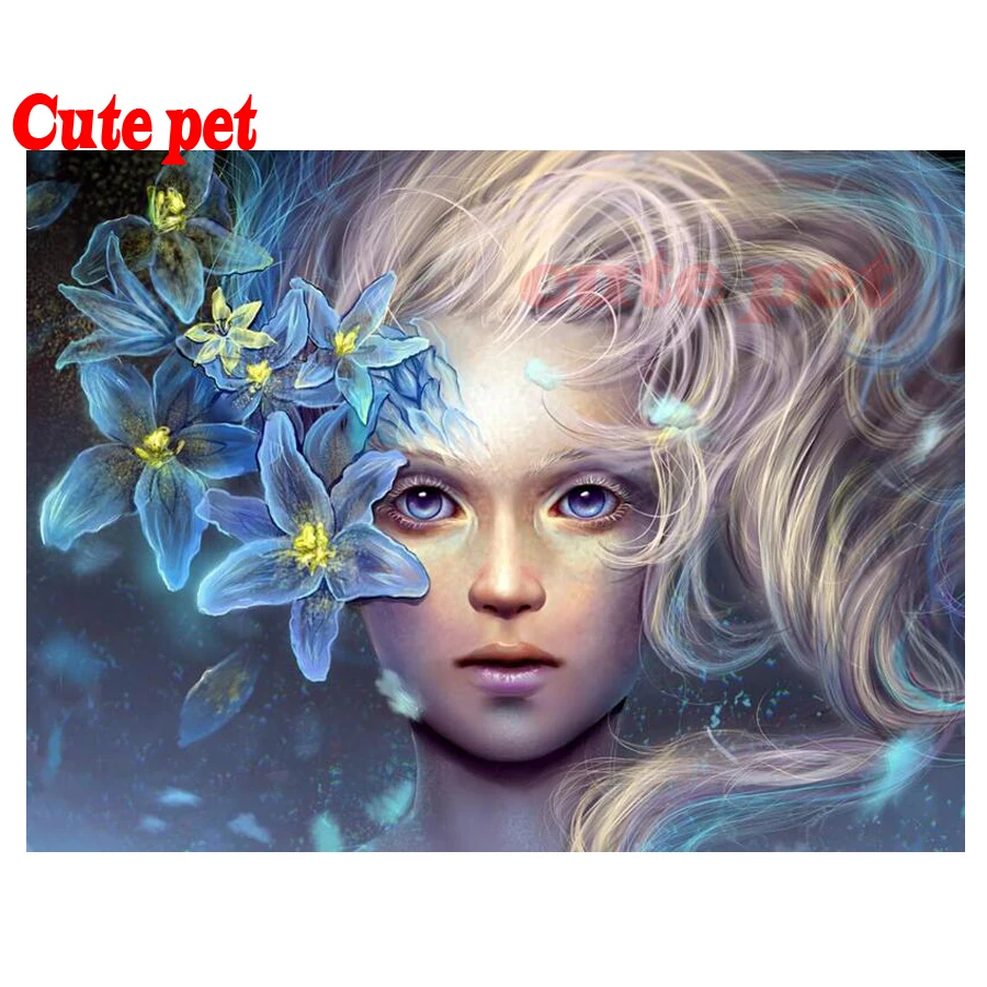 Алмазная картина полная дрель цветок лилии девочка вышивка крестиком сделай сам