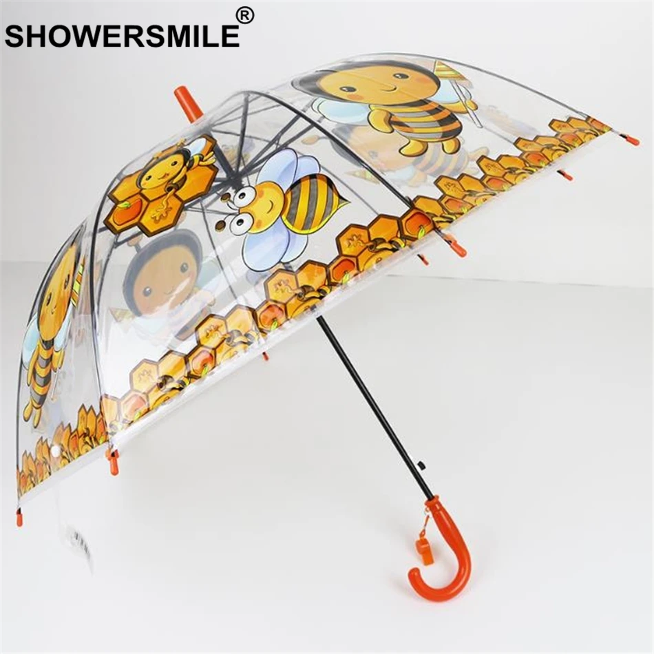 SHOWERSMILE Зонт с принтом животных для детей мультяшный прозрачный зонтик девочек