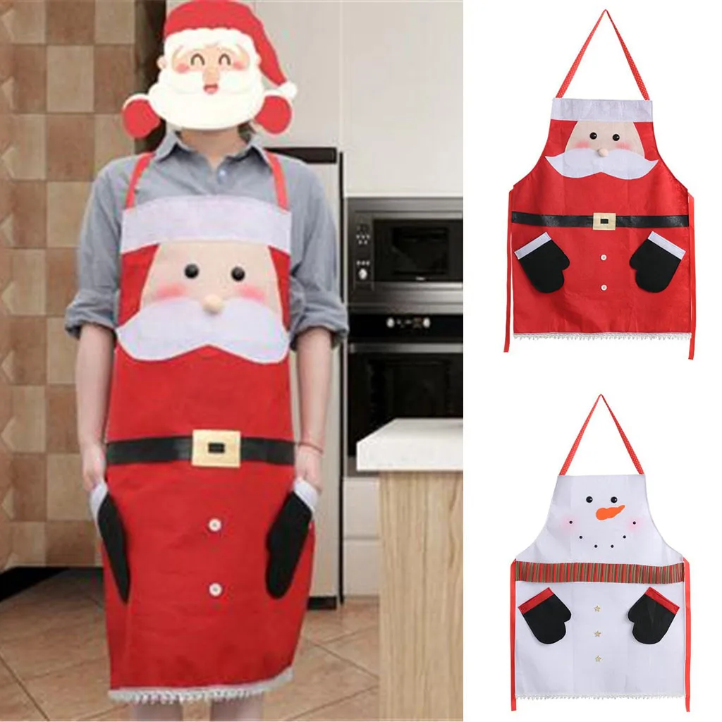 Фартук на Рождество домашний ужин модный Кухонный с рисунком Санты красный и
