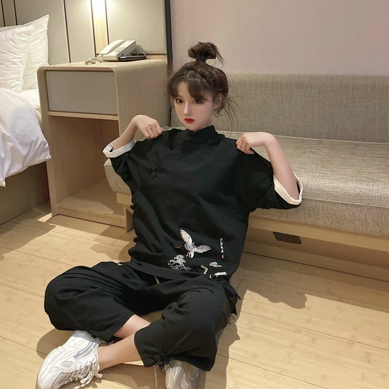 Женский и мужской костюм Тан в китайском стиле с вышивкой журавлей Восточная