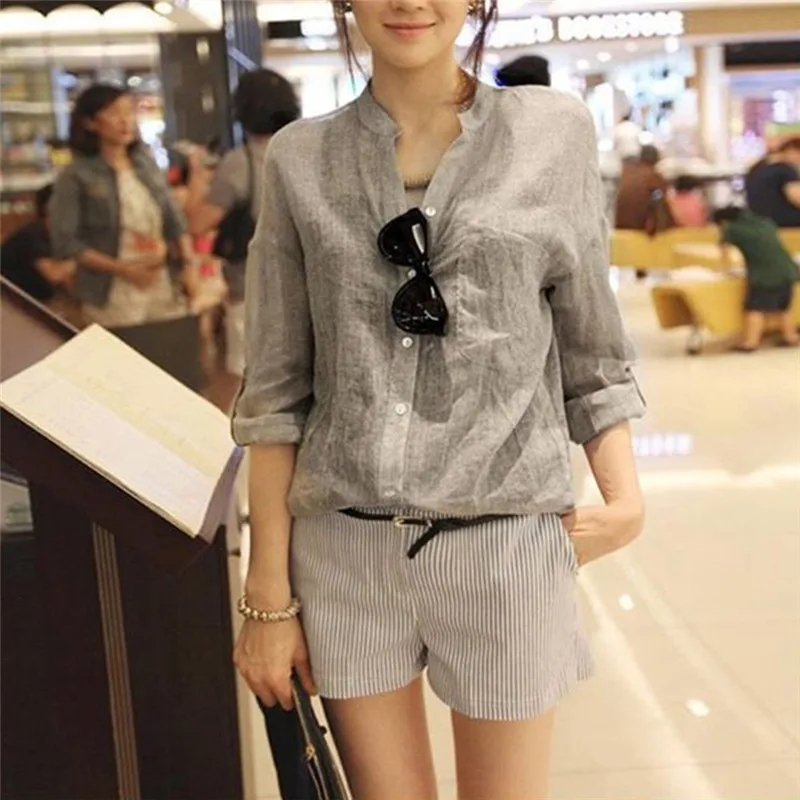 Однотонная блузка-туника с круглым вырезом топы женские офисные повседневные