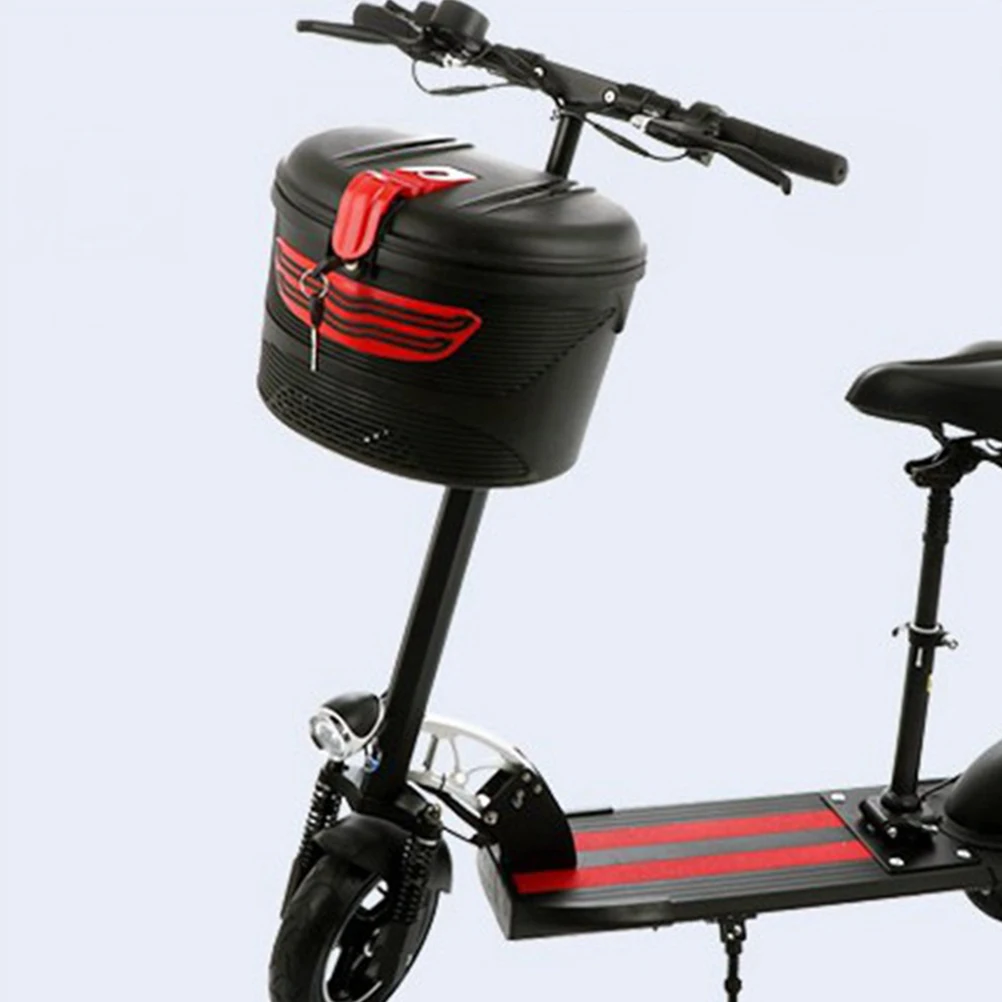 Plastic Bike Basket With Lock Durable Front Frame Bag Electric Scooter Front Rear Storage Bag Case Carrying Basket