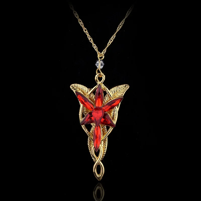 Горячий фильм, ожерелье эльфийский лист Arwen Evenstar с цепочками веер подарок фильмы ювелирные изделия кулон ожерелье прямая поставка - Окраска металла: red